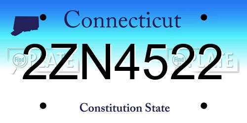 2ZN4522 Connecticut License Plate