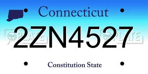 2ZN4527 Connecticut License Plate