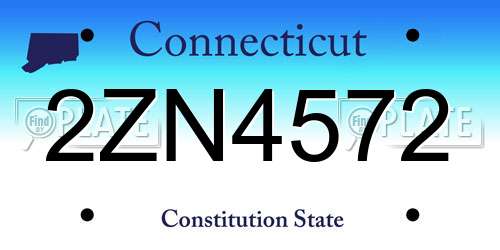 2ZN4572 Connecticut License Plate