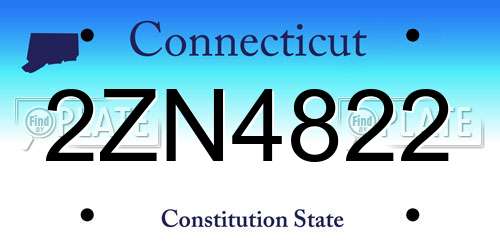 2ZN4822 Connecticut License Plate