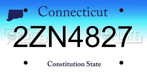 2ZN4827 Connecticut License Plate
