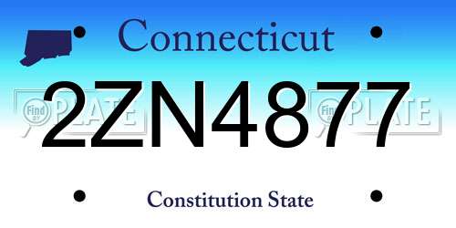 2ZN4877 Connecticut License Plate