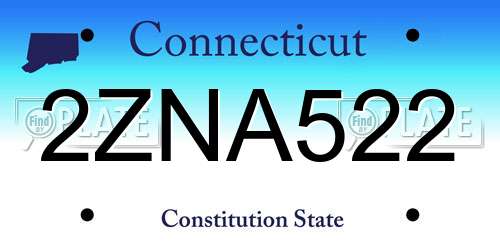 2ZNA522 Connecticut License Plate