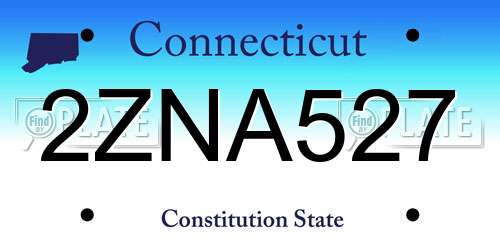 2ZNA527 Connecticut License Plate