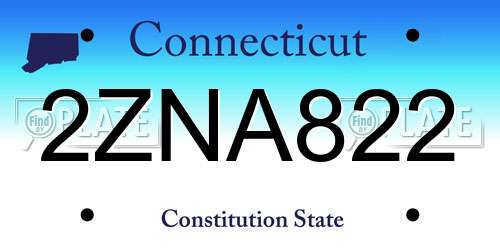 2ZNA822 Connecticut License Plate