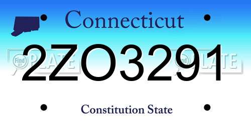 2ZO3291 Connecticut License Plate