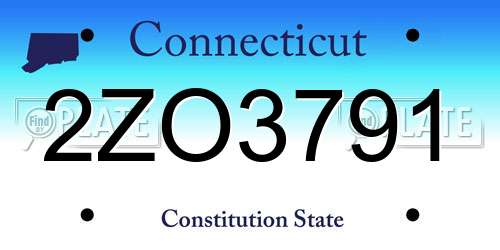 2ZO3791 Connecticut License Plate
