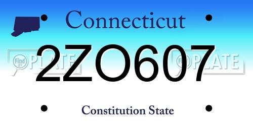 2ZO607 Connecticut License Plate