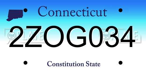 2ZOG034 Connecticut License Plate