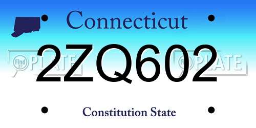 2ZQ602 Connecticut License Plate