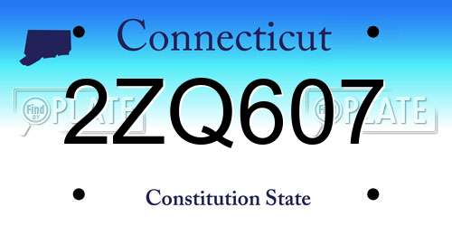 2ZQ607 Connecticut License Plate