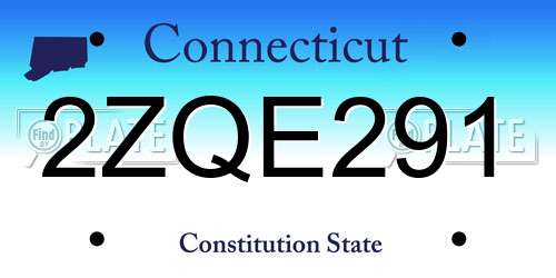 2ZQE291 Connecticut License Plate