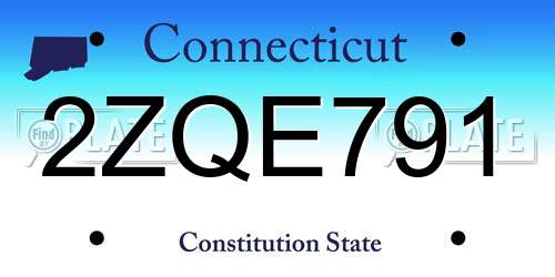 2ZQE791 Connecticut License Plate