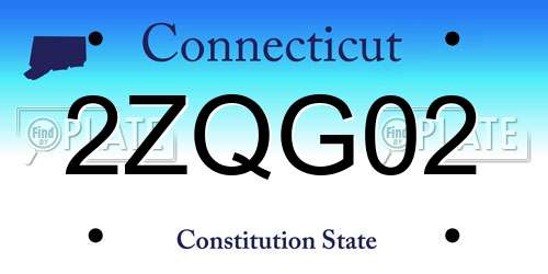 2ZQG02 Connecticut License Plate