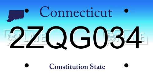 2ZQG034 Connecticut License Plate