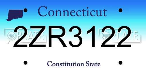 2ZR3122 Connecticut License Plate