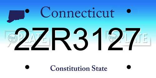 2ZR3127 Connecticut License Plate