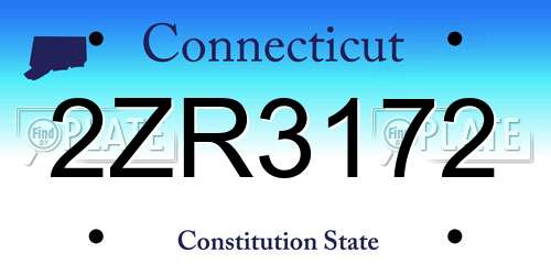 2ZR3172 Connecticut License Plate