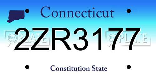 2ZR3177 Connecticut License Plate