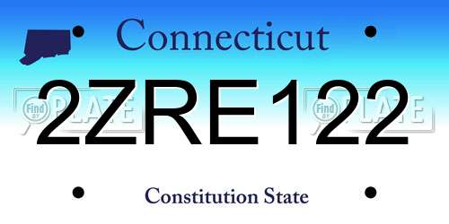 2ZRE122 Connecticut License Plate