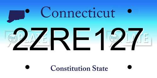 2ZRE127 Connecticut License Plate