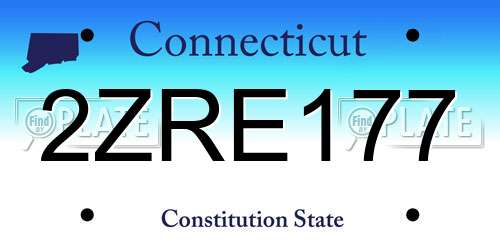 2ZRE177 Connecticut License Plate