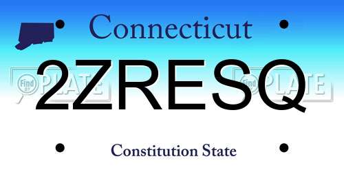 2ZRESQ Connecticut License Plate