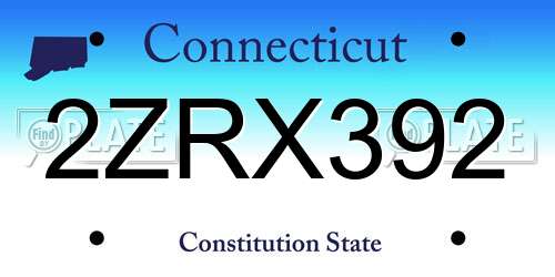 2ZRX392 Connecticut License Plate