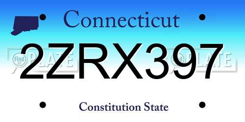 2ZRX397 Connecticut License Plate
