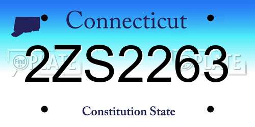 2ZS2263 Connecticut License Plate