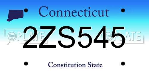 2ZS545 Connecticut License Plate