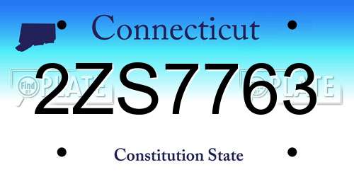 2ZS7763 Connecticut License Plate