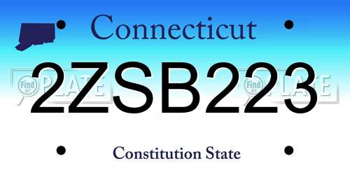 2ZSB223 Connecticut License Plate