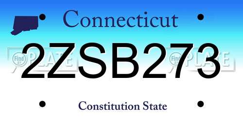 2ZSB273 Connecticut License Plate