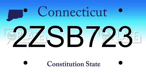 2ZSB723 Connecticut License Plate