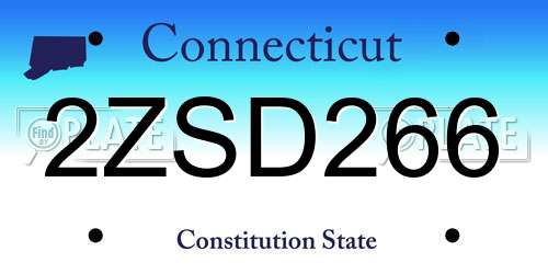2ZSD266 Connecticut License Plate