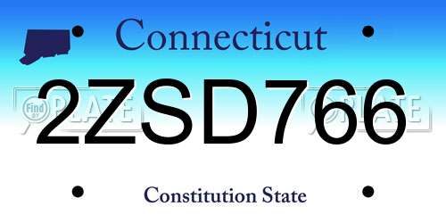 2ZSD766 Connecticut License Plate
