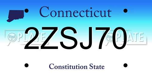 2ZSJ70 Connecticut License Plate