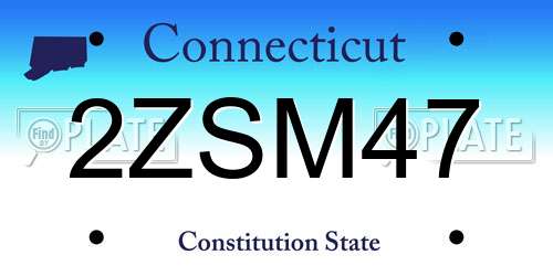 2ZSM47 Connecticut License Plate