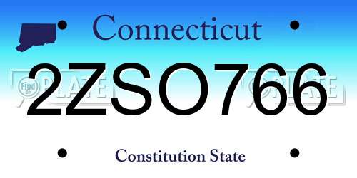 2ZSO766 Connecticut License Plate