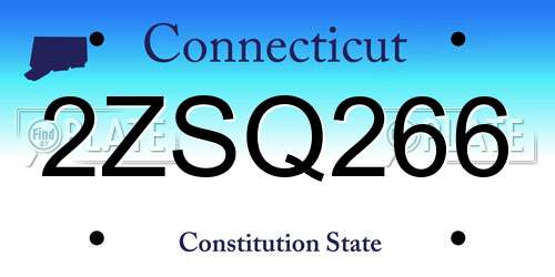 2ZSQ266 Connecticut License Plate