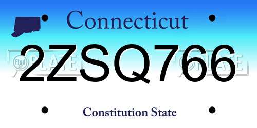 2ZSQ766 Connecticut License Plate