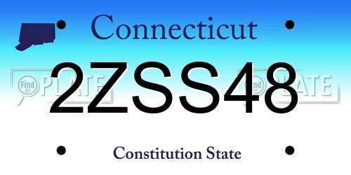 2ZSS48 Connecticut License Plate