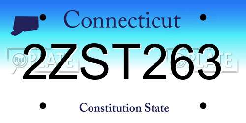 2ZST263 Connecticut License Plate