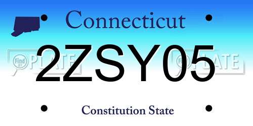 2ZSY05 Connecticut License Plate