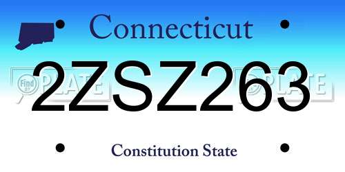 2ZSZ263 Connecticut License Plate