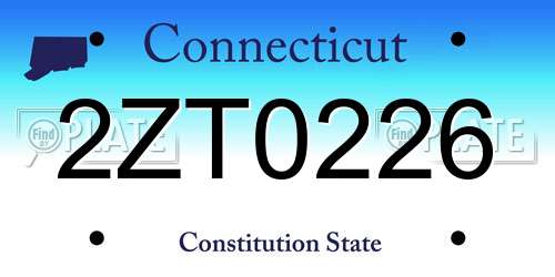 2ZT0226 Connecticut License Plate