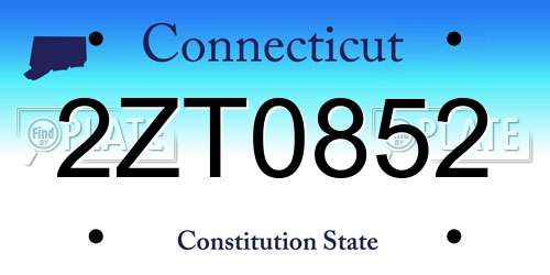 2ZT0852 Connecticut License Plate