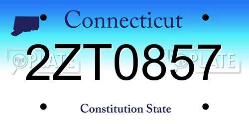 2ZT0857 Connecticut License Plate