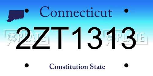 2ZT1313 Connecticut License Plate